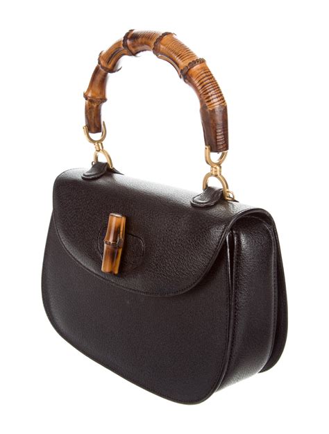 gucci bamboo black leather bag|bamboo bag Gucci vintage.